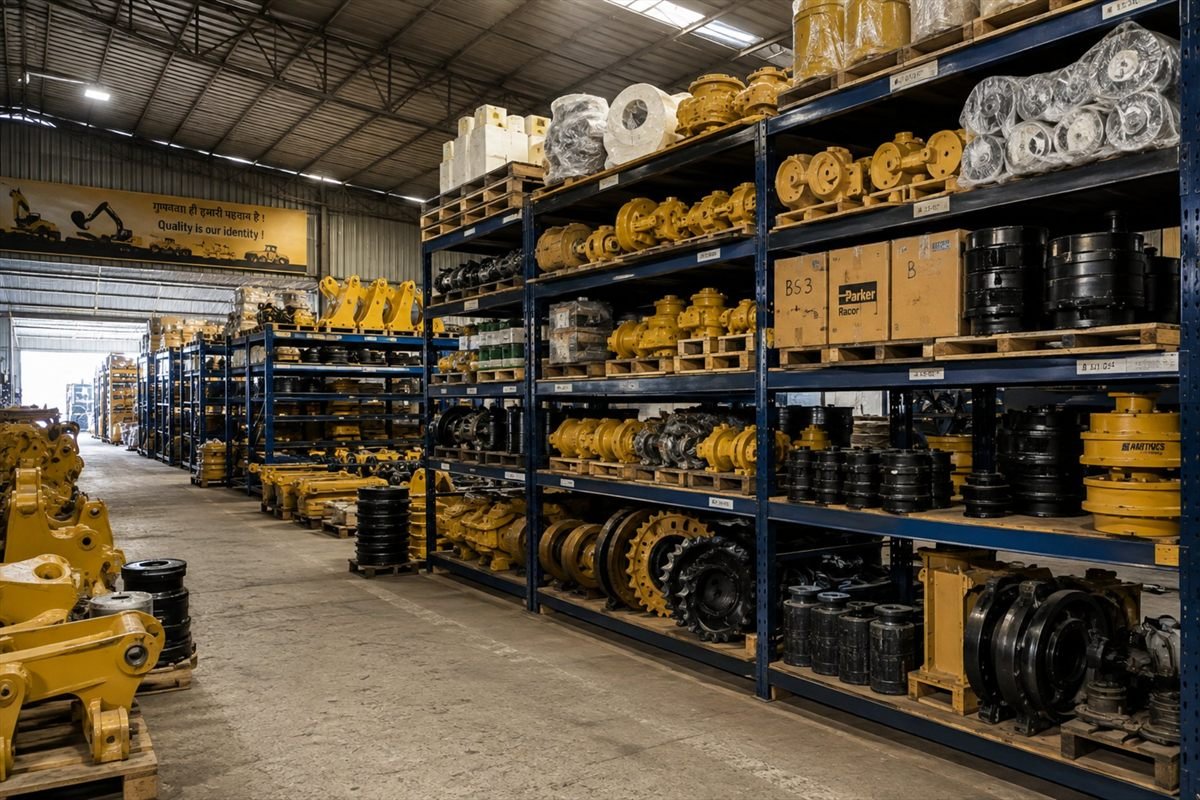 Racking and stock inside Pranthi Enterprise's warehouse in Surat, Gujarat